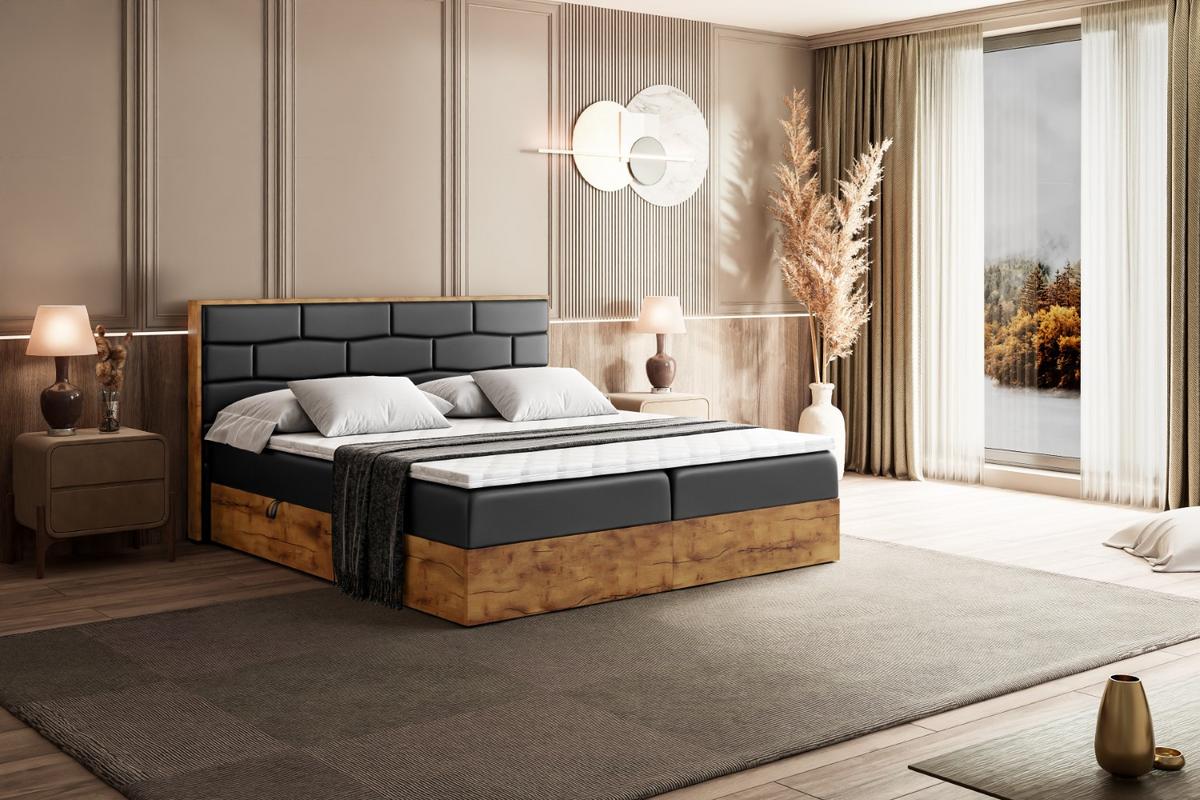 BOXBETT mit Matratze H3 und Lattenrost - LOLLI8 - 140x200 - Schwarz Hochglanz - Schwarz Hochglanz, Holzwerkstoff/Kunststoff (140/200cm) - ALTDECOR