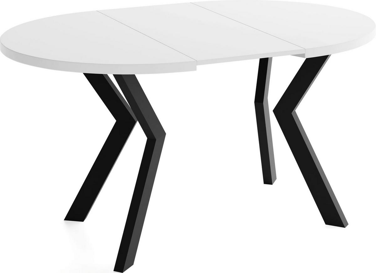 ESSTISCH Savio rund ausziehbar verlängerbar, Weiß 80-130/80/77 cm - Schwarz/Weiß, Holz/Holzwerkstoff (80/130/77cm) - WFL GROUP
