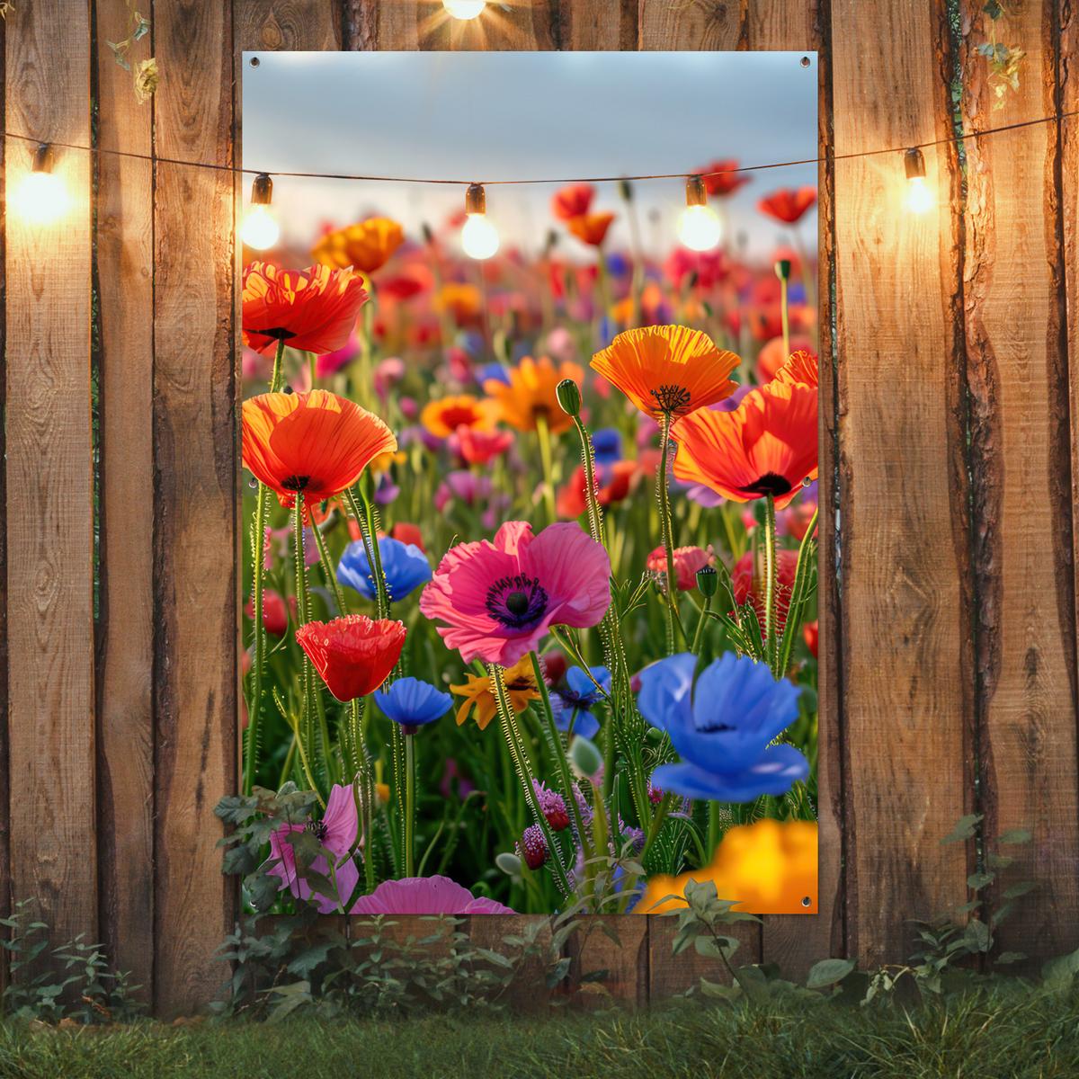 GARTENPOSTER Blumen - Mohnblumen - Farbenfroh - Natur Bild 120x180 cm - Dunkelorange, Kunststoff (120/180/0.2cm) - OnlyWow