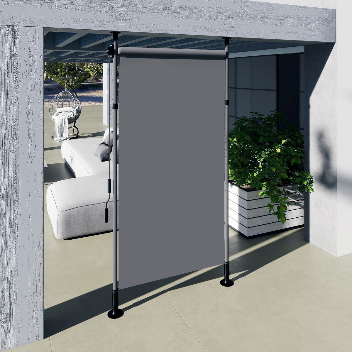 SENKRECHTMARKISE, Polyester, Dunkelgrau - Dunkelgrau, Metall (2.8/310/150cm) - Outsunny