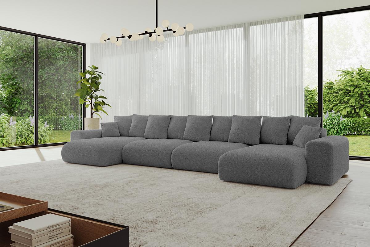 WOHNLANDSCHAFT mit Schlaffunktion ESKAR-U2-464x176x72cm Grau - Platinfarben, Holzwerkstoff/Kunststoff (176/72/464cm) - ALTDECOR