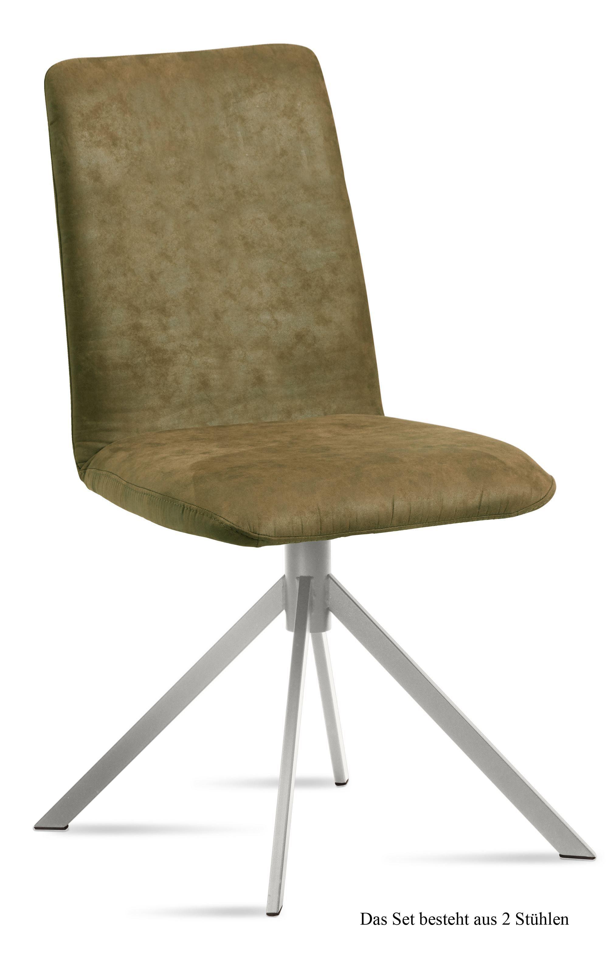 ESSZIMMERSTUHL (2er-Set) Dorice 47x92x60 Edelstahl/Olivgrün - Edelstahlfarben/Olivgrün, Kunststoff (60/92/47cm) - 58aufmkessel