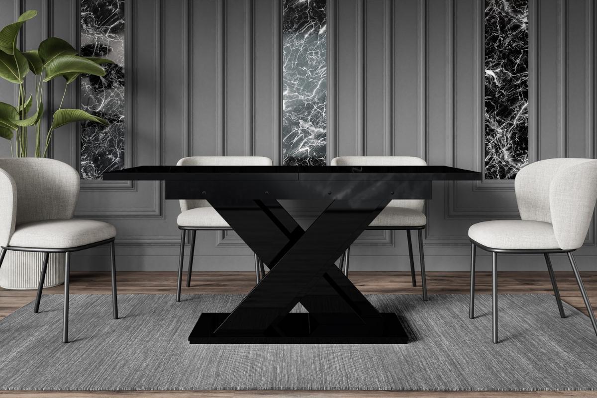 ESSTISCH ausziehbar 140 -180x80x75 cm - Schwarz Hochglanz - RONX - Schwarz Hochglanz, Holzwerkstoff (140/80/75cm) - ALTDECOR