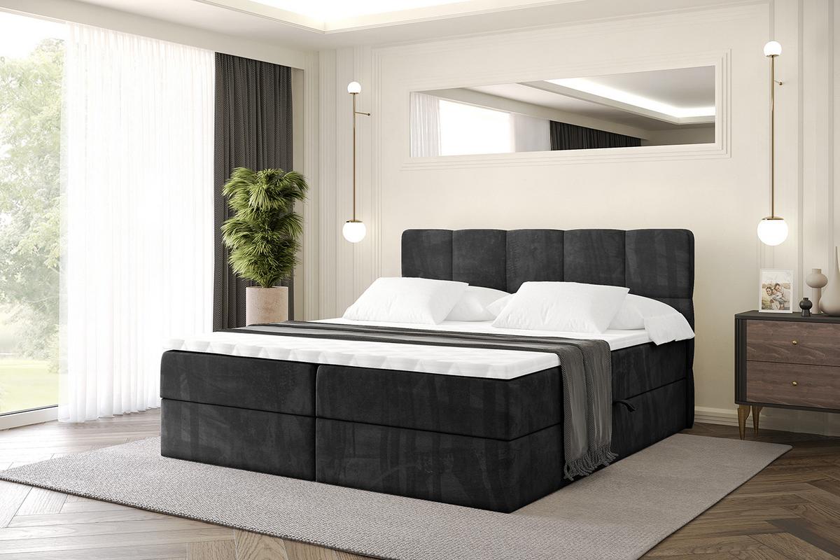 BOXBETT mit Matratze H4 und Lattenrost - LIRO - 200x200 - Schwarz Casablanca - Schwarz, Holzwerkstoff/Kunststoff (200/200cm) - ALTDECOR
