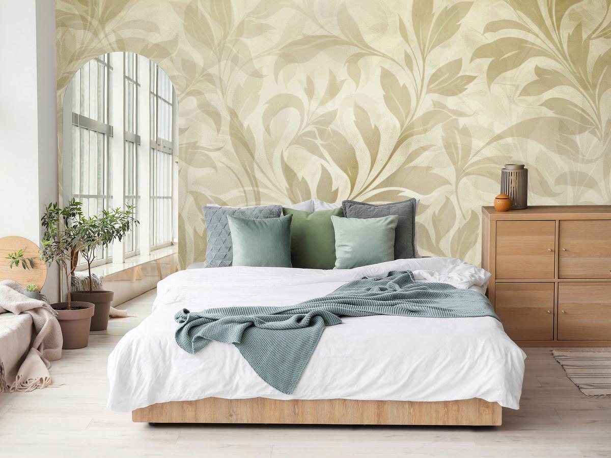 FOTOTAPETE für Schlafzimmer Blätter Pflanzen Natur 250x175 - Beige/Braun, Papier (250/175cm) - Muralo