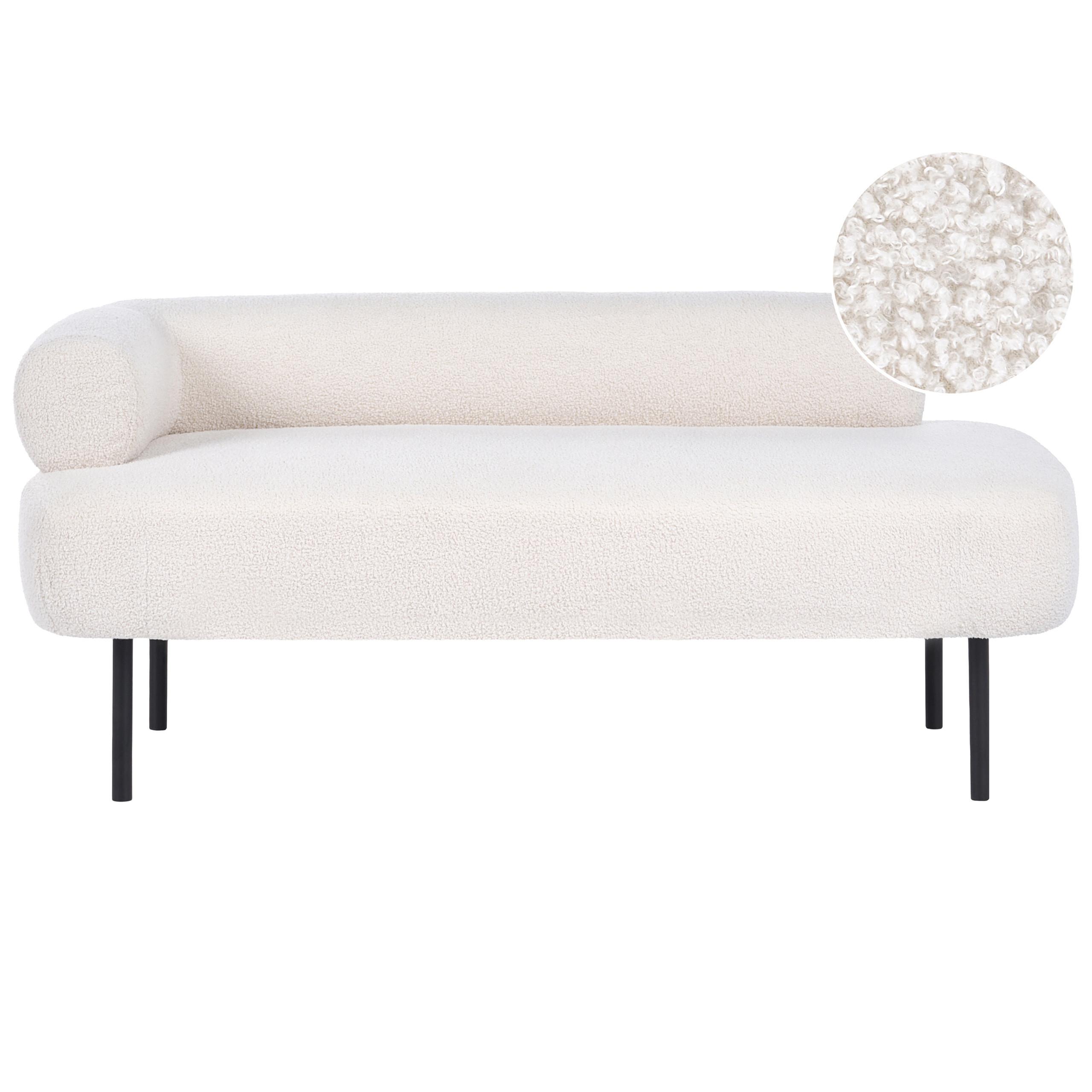 CHAISELONGUE-LINKSSEITIGE Bouclé Cremeweiß Mirmande - Creme/Schwarz, Textil (153/65/70cm) - Beliani