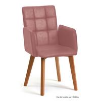 ARMLEHNSTUHL (2er-Set) Dareia 52x91x60 Eiche geölt/Rosewood - Eichefarben/Dunkelrosa, Kunststoff (60/91/52cm) - 58aufmkessel