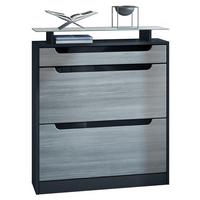 SCHUHSCHRANK Fiesta Avola-Anthrazit / Schwarz Hochglanz - Anthrazit, Holzwerkstoff (89/104/23cm) - Vladon