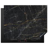 HERDABDECKPLATTE Marmor - Schwarz - Gold - Grau - Marmorstruktur Herdabdeckung Induktionsfeld 65x52 cm - Goldfarben, Kunststoff (65/52/0.2cm) - MuchoWow