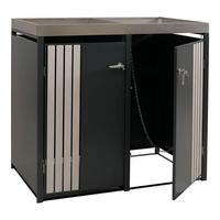 2ER-MÜLLTONNENVERKLEIDUNG Anthrazit, Hellbraun - Hellbraun/Anthrazit, Metall (132/125/84cm) - MCW