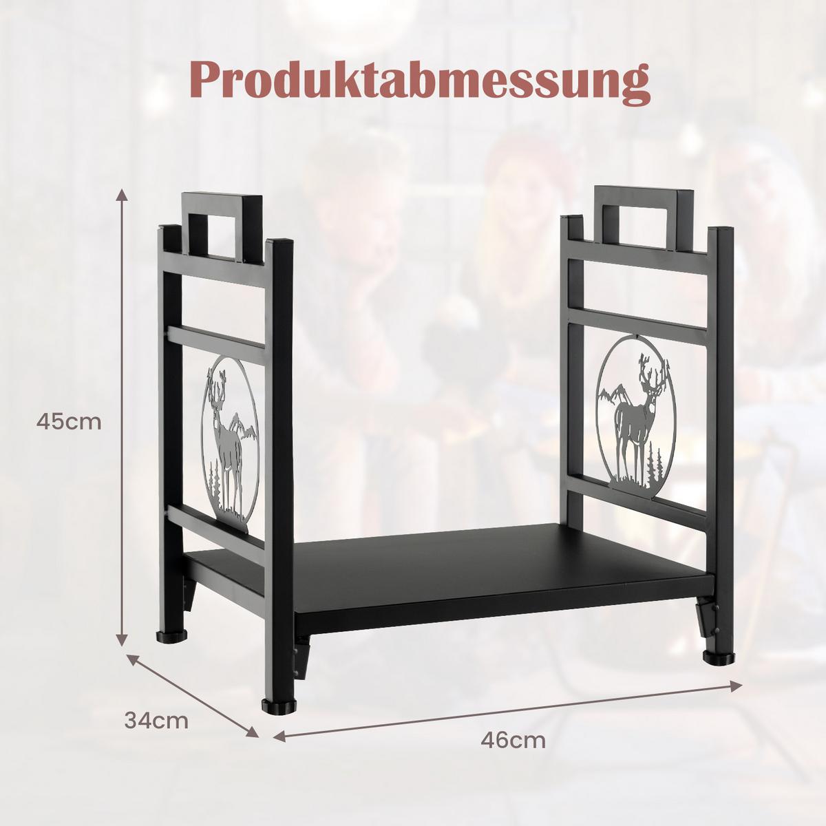 KAMINHOLZSTÄNDER Eisen Schwarz - Schwarz, Metall (46/45/33cm) - COSTWAY