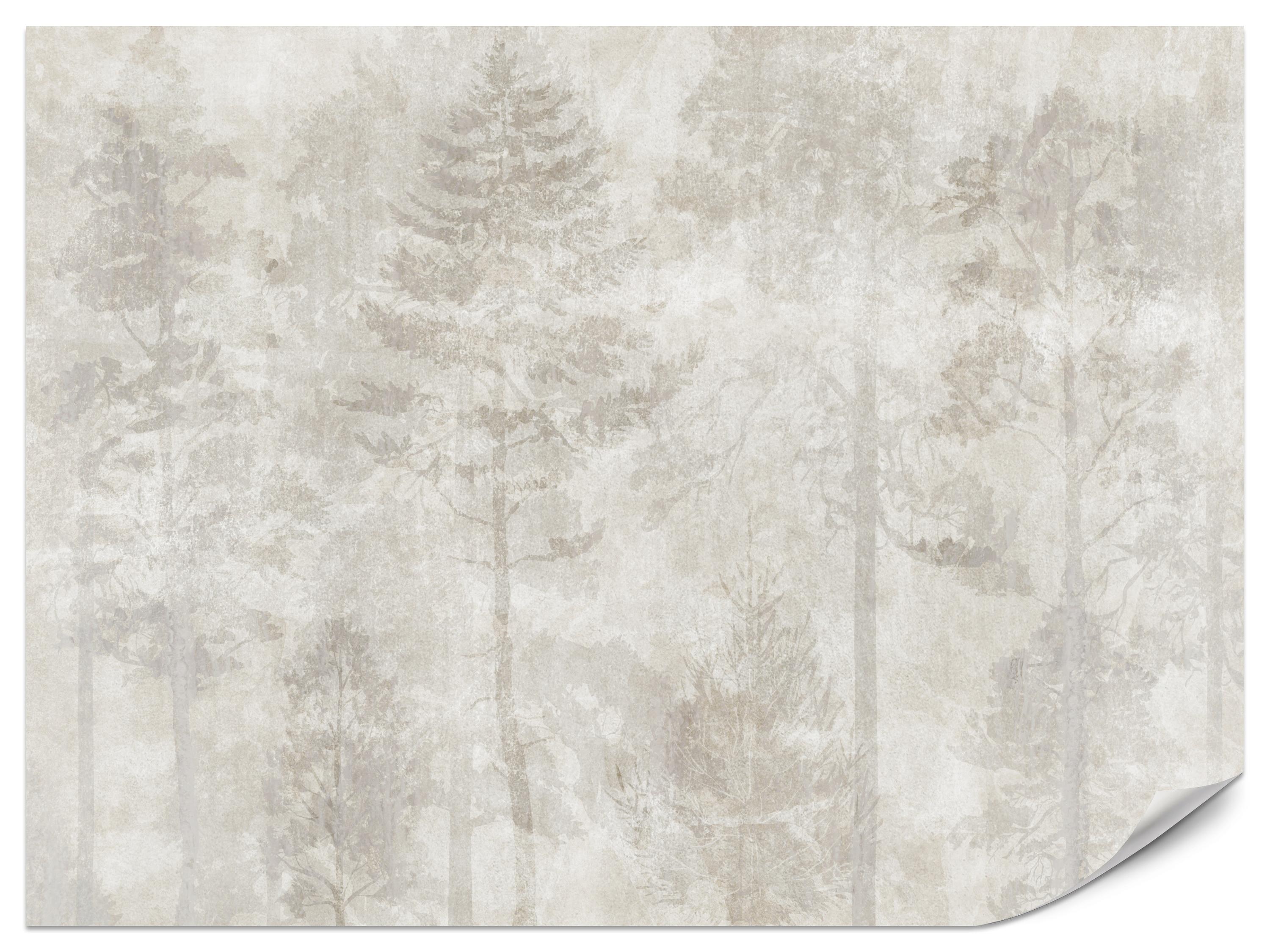 FOTOTAPETE für Wohnzimmer Boho Abstraktion Wald Bäume Beton Vintage 400x280 - Beige, Papier (400/280cm) - Muralo