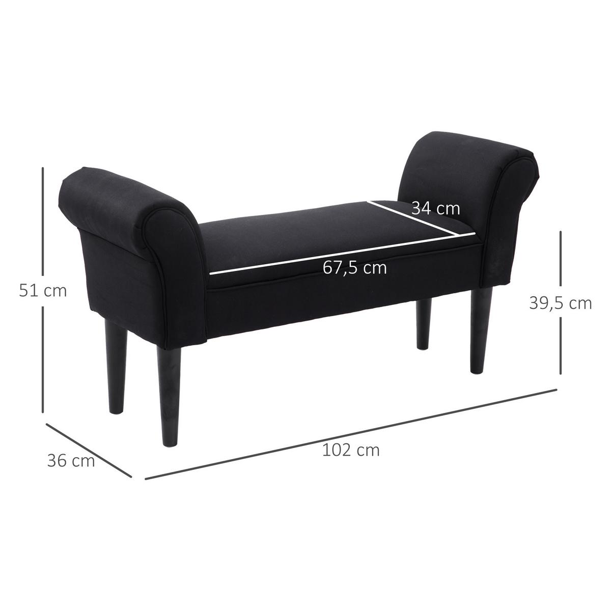 SITZBANK für Schlafzimmer Flurbank Polsterbank MDF Schaumstoff Grauweiß - Schwarz, Kunststoff (36/51/102cm) - HOMCOM