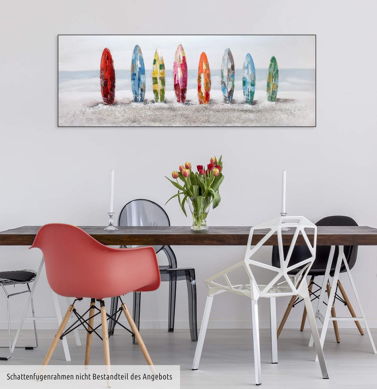 ACRYLBILD HANDGEMALT 150/50 cm - Multicolor/Grau, Holz/Textil (150/50cm) - KUNSTLOFT