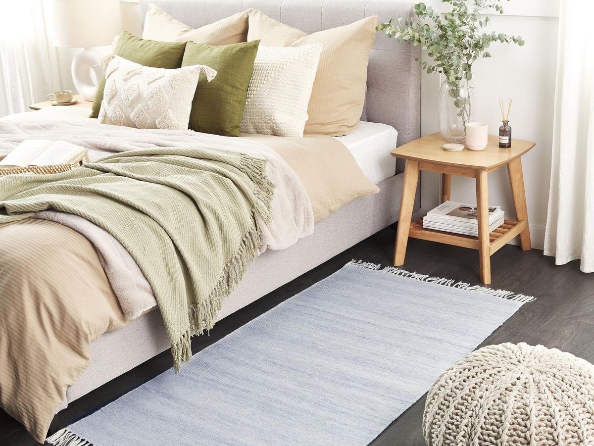 TEPPICH geflochten Malhia 150/80 cm - Blau, Kunststoff (80/150cm) - Beliani