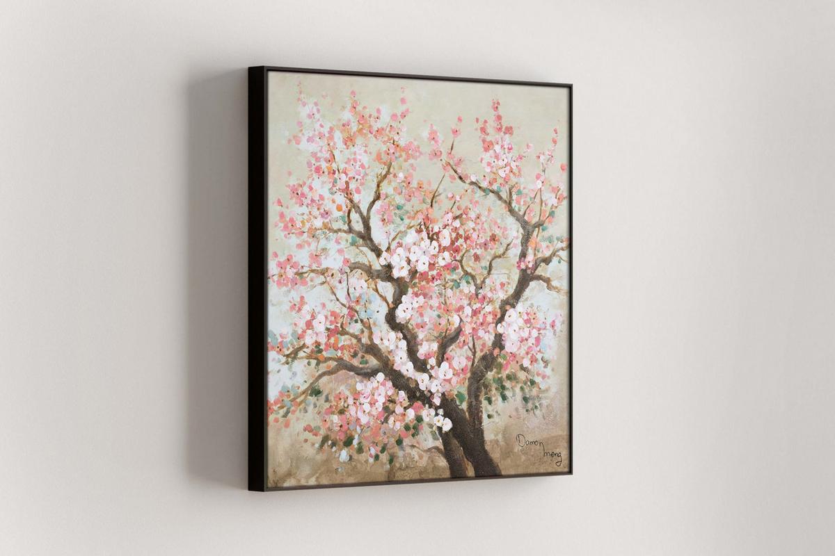 ACRYLBILD HANDGEMALT 80/80 cm - Pink/Braun, Holz/Textil (80/80cm) - KUNSTLOFT