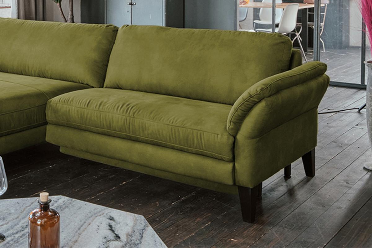 ECKSOFA MALTA Grün Webstoff - Schwarz/Grün, Buchenholz/Textil (302/175cm) - KAWOLA