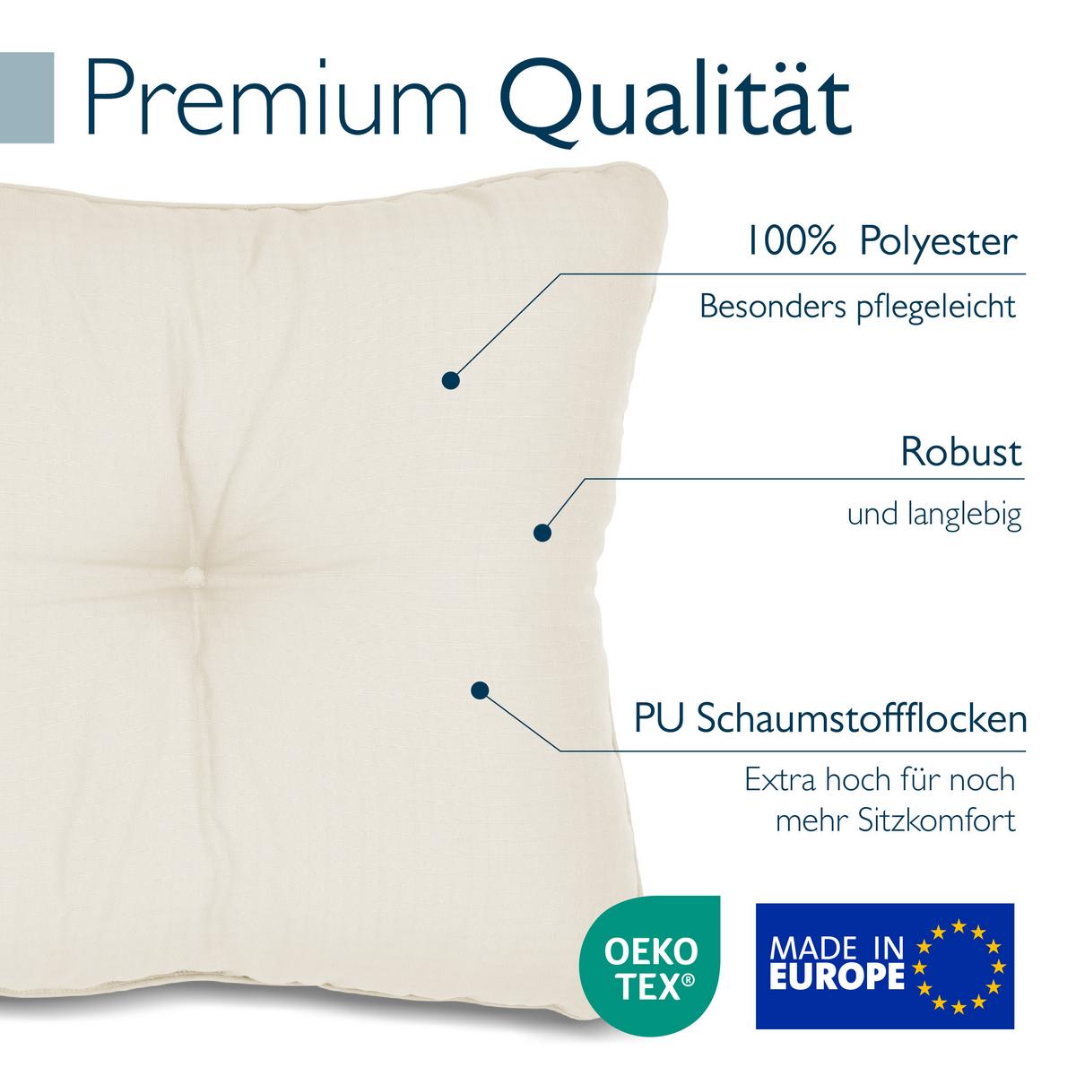 LOUNGEKISSEN Xluna Sitz 60x60x10cm mit Rücken 60x40x12cm Natur (2tlg) - Naturfarben, Textil (60/60cm) - Beautissu 