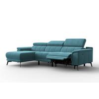 ECKSOFA FIERO 4-Sitzer LINKS, Minter Veloursstoff - Schwarz/Mintgrün, Holz/Textil (288/170cm) - Courtois Laville