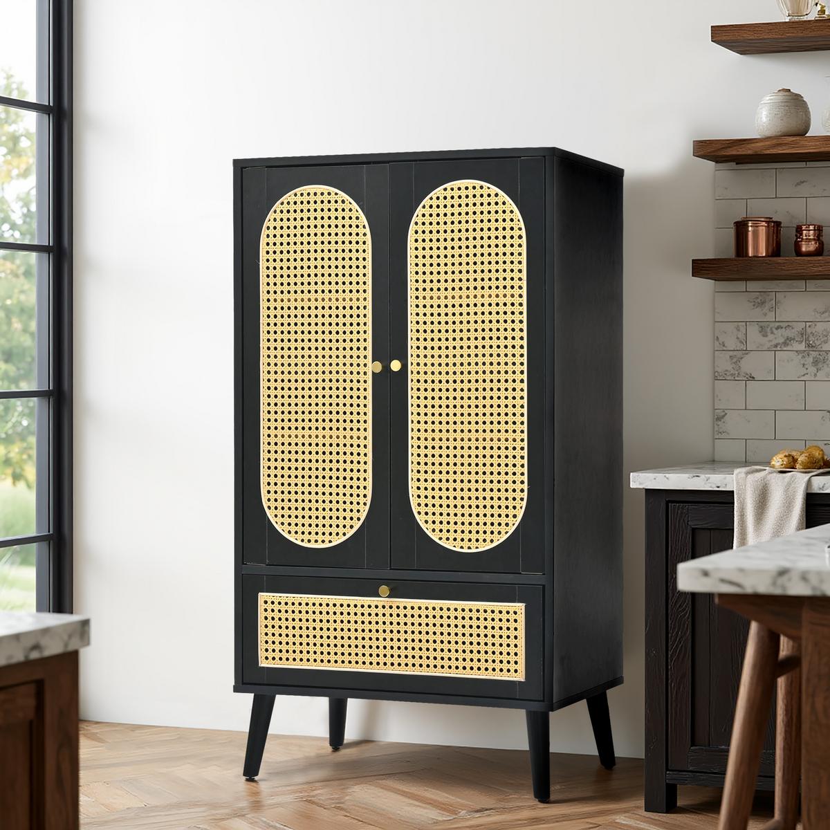 HIGHBOARD Schwarz 60/40/110 cm - Schwarz, Holzwerkstoff (60/111/40cm) - Urban Meuble