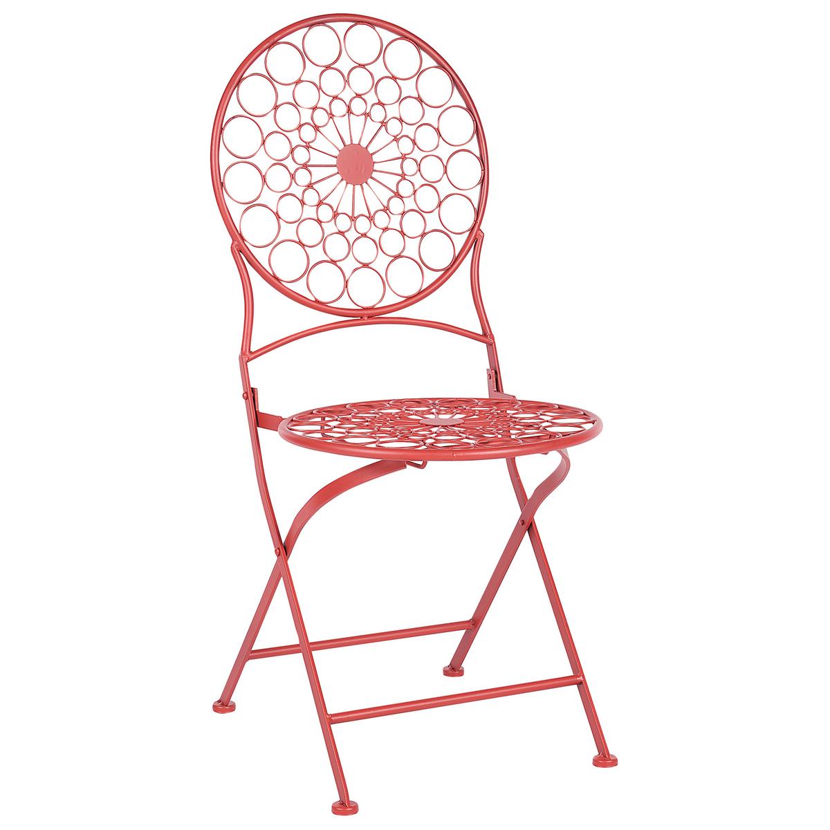 GARTENSTUHL 2er-Set Eisen rot Scario - Rot, Metall (40/94/47cm) - Beliani