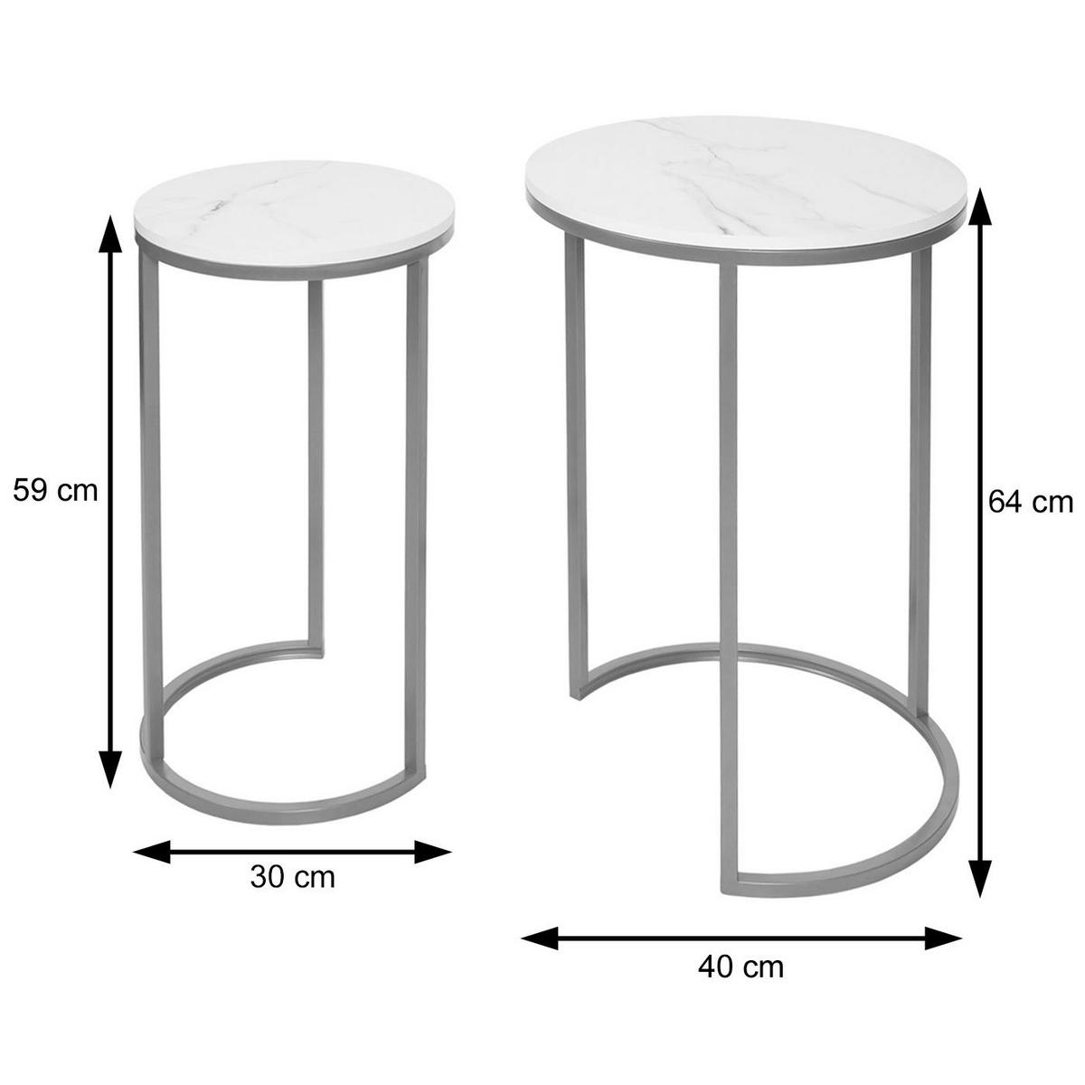 BEISTELLTISCH rund Weiß, Gold 2er-Set - Goldfarben/Weiß, Holzwerkstoff (40/40/64cm) - MCW