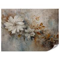 FOTOTAPETE für Wohnzimmer Retroblumen Blätter Beton Abstraktion Pflanzen 100x70 - Multicolor, Papier (100/70cm) - Muralo