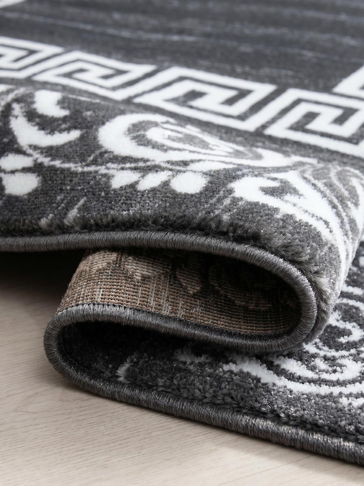 TEPPICH Kurzflor ASPEN in Grau, mit Mäander-Muster, 80 x 300 cm - Grau, Textil (80/300cm) - KADIMA DESIGN