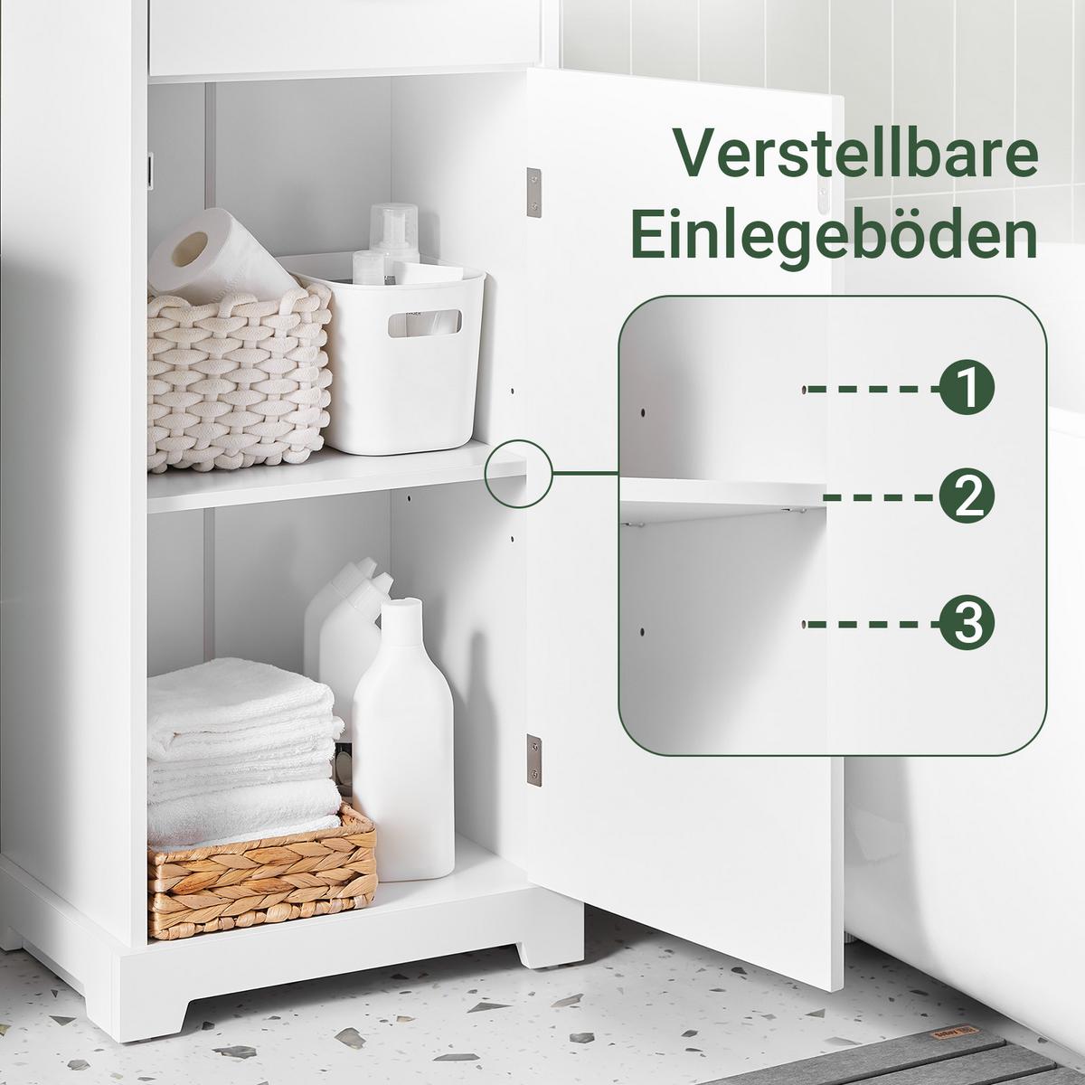 BADEZIMMERSCHRANK Weiß - Weiß, Holzwerkstoff (42/93/30cm) - SoBuy