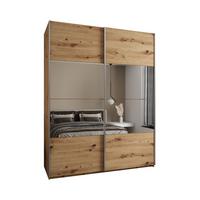 SCHWEBETÜRENSCHRANK 245,5/190/64 2-türig - Silberfarben/Eiche Artisan, Holz/Metall (190/245/64cm) - Abiks Möbel