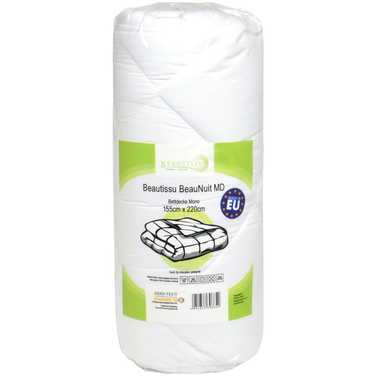 BETTDECKE BeauNuit MD 155x220cm Mono (2tlg) - Weiß, Textil (155/200cm) - Beautissu 