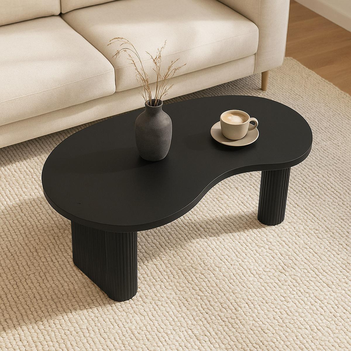 COUCHTISCH organisch Schwarz - Schwarz, Holz (60/110/45cm) - MCW