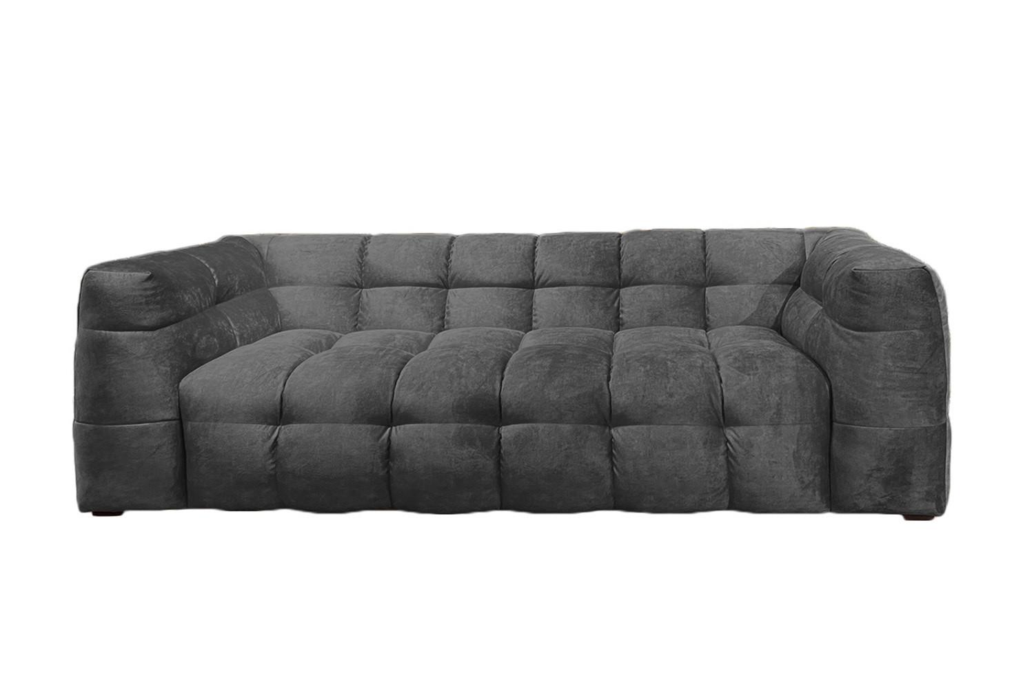 SOFA RIO Hellgrau Velvet - Hellgrau/Schwarz, Textil (236/68/105cm) - KAWOLA