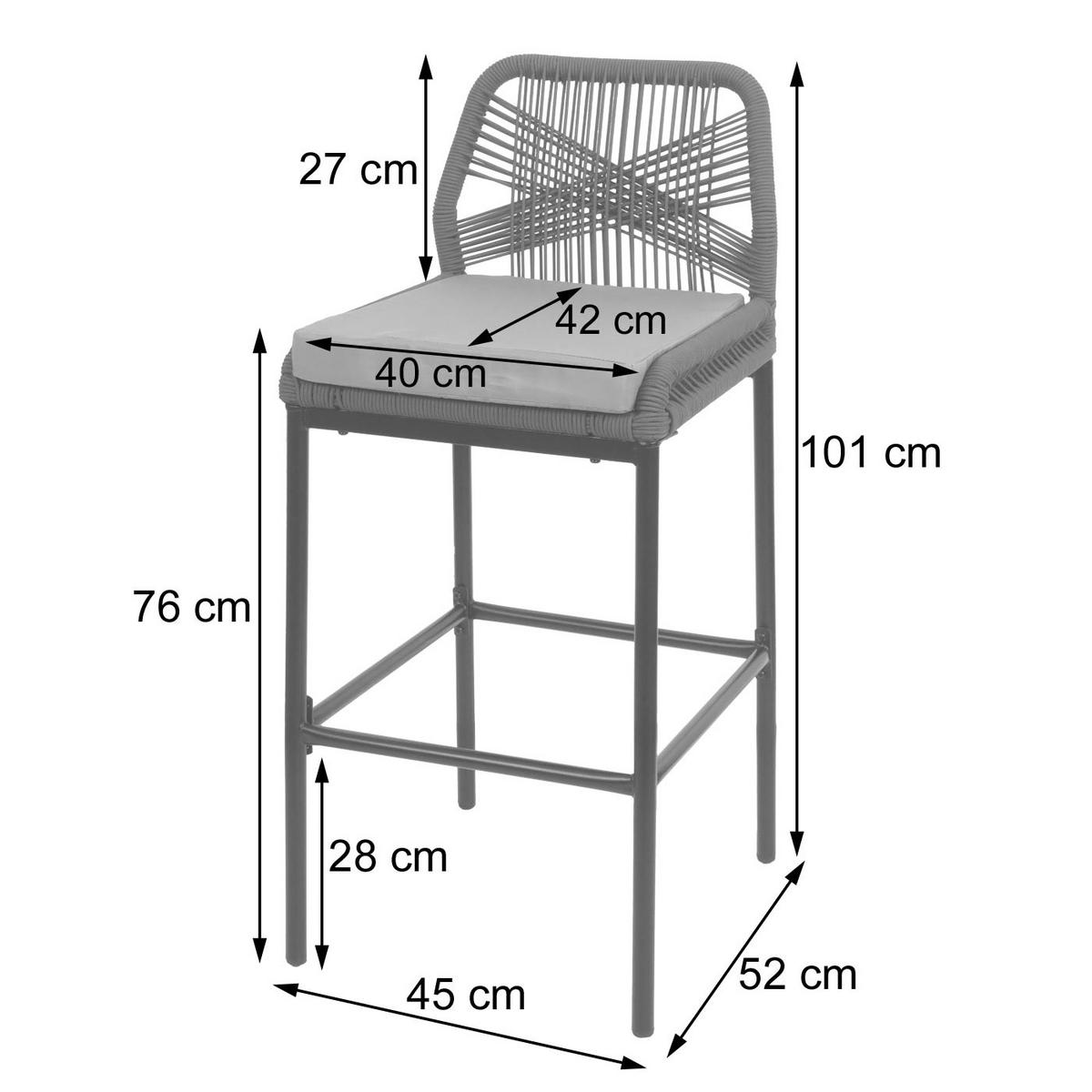 BARHOCKER Hellgrau, Grau - Hellgrau/Grau, Metall (42/101/52cm) - MCW