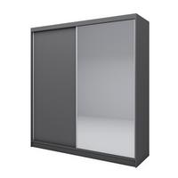 SCHWEBETÜRENSCHRANK PATRIZIA 200/216/61 cm 2-türig mit Spiegel Grau - Grau, Holzwerkstoff (200/216/61cm) - MASSENO