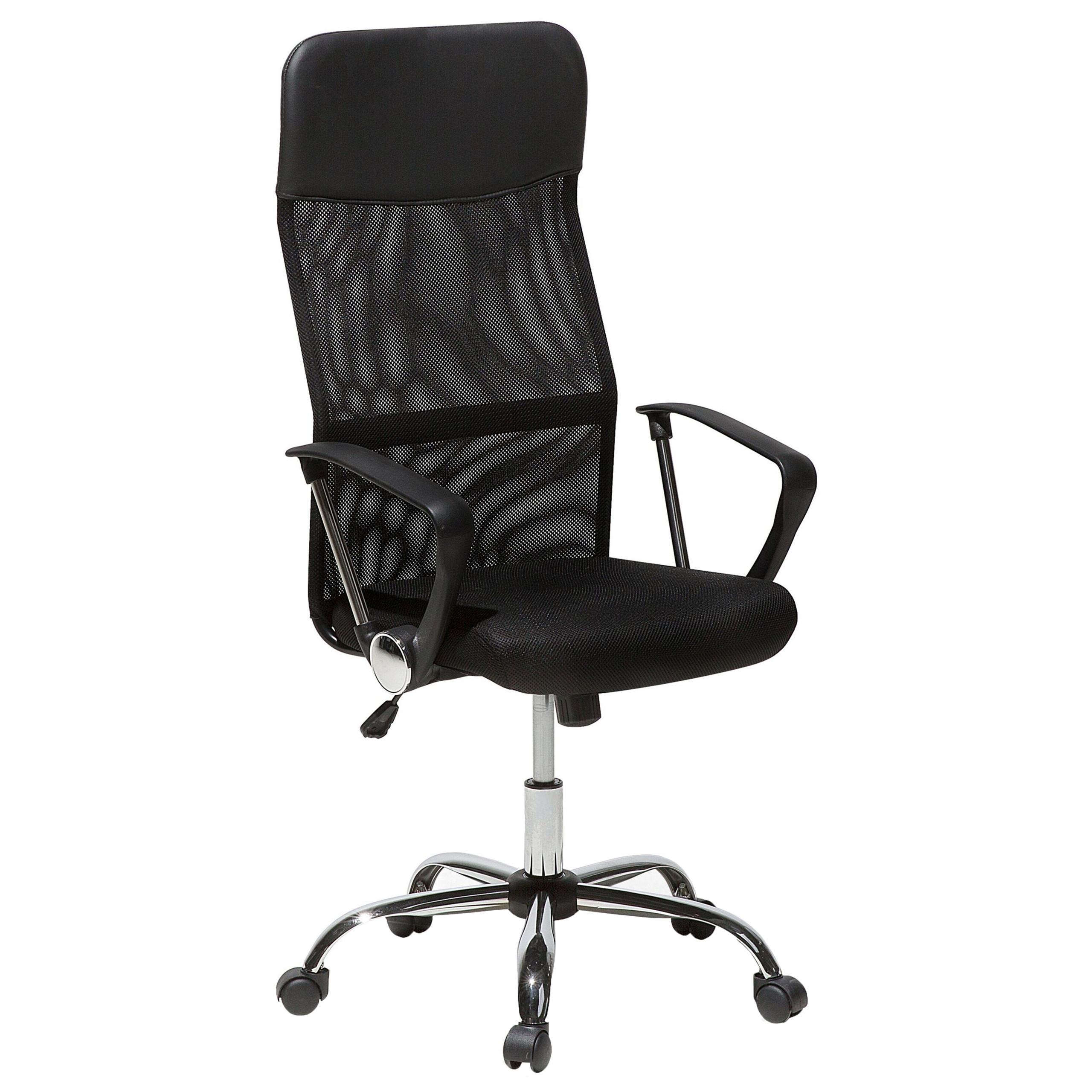 BÜROSTUHL Kunstleder Schwarz Design - Schwarz, Textil/Metall (50/117/49cm) - Beliani