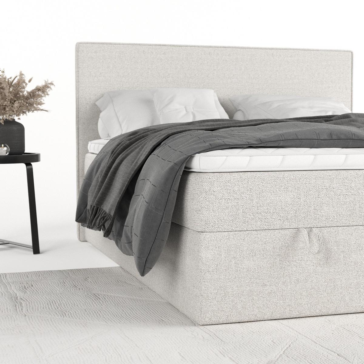 BOXBETT Velma 200/200 cm Hellbeige im Riva Stoff - Sandfarben/Schwarz, Holz/Holzwerkstoff (200/200cm) - AltaBeds