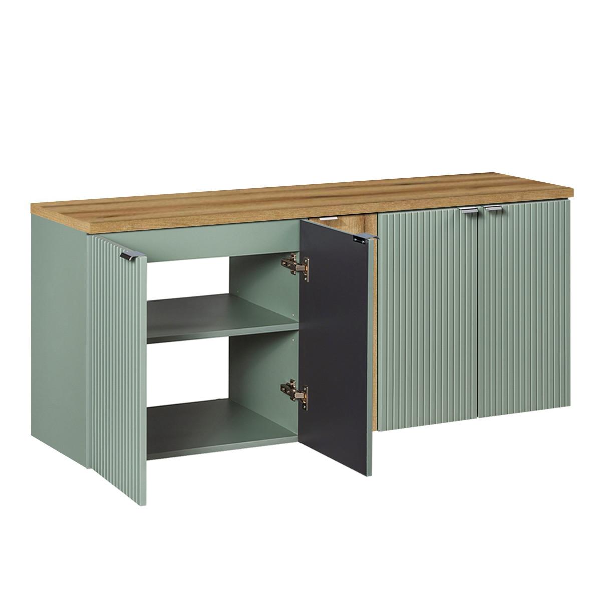 WASCHTISCHUNTERSCHRANK 140cm Jade Grün und Holz - Grün, Holzwerkstoff (140/57/40cm) - Petits-meubles