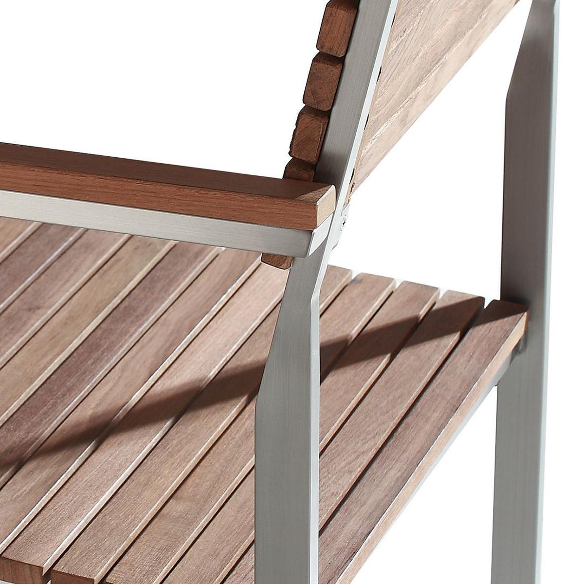 GARTENSTUHL 6er-Set Edelstahl / Teakholz hellbraun Viareggio - Hellbraun, Holz (56/86/53cm) - Beliani