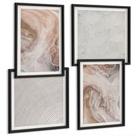 BILDER SET 4er Set - 50x50 cm & 40x60 cm Schwarzer Rahmen - Marmorstein-Texturmuster - Schwarz, Kunststoff (50/50cm) - TULUP