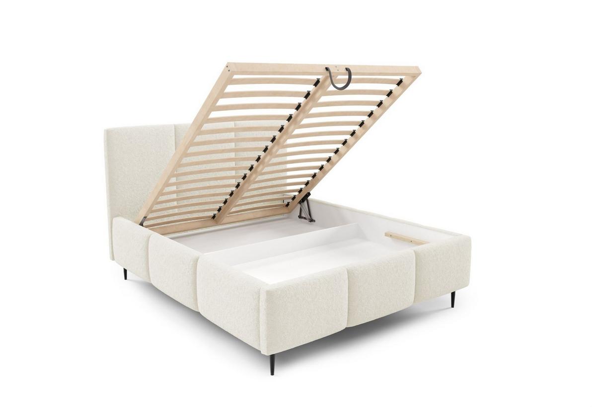 POLSTERBETT Miami Komplettset - Creme, Holzwerkstoff/Textil (140/200cm) - Fun Möbel