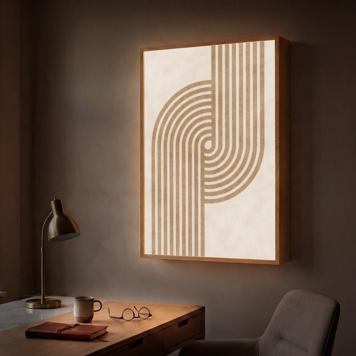 WANDLEUCHTE MIT AKKU Symmetrische Biegung - kupferfarbig 60x90 cm - Beige, Holzwerkstoff (60/90/8cm) - OnlyWow