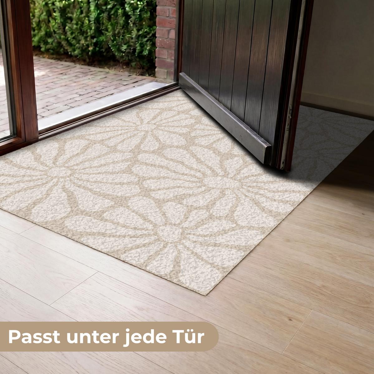 FUSSMATTE Floral - Druck - Beige - Braun - Minimalistisch Schmutzfangmatte 120x80 cm - Sandfarben, Kunststoff (120/0.4cm) - MuchoWow