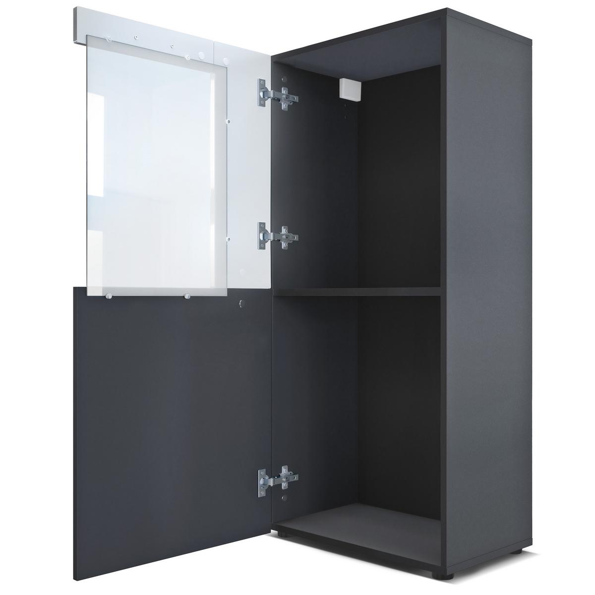 VITRINE Movie Absetzungen in Schwarz Hochglanz - Schwarz Hochglanz, Holzwerkstoff (50.5/111/32.5cm) - Vladon