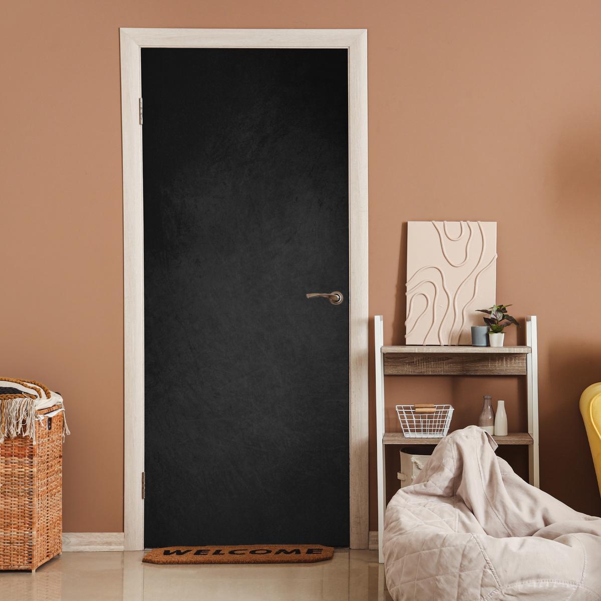 TÜRAUFKLEBER Beton - Schwarz - Grau - Strukturiert - Industriell 90x215 cm - Türtapete - Dunkelgrau, Kunststoff (90/0.1cm) - MuchoWow