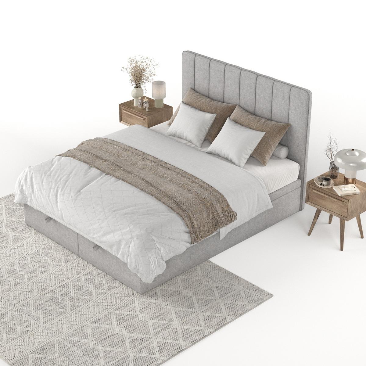 POLSTERBETT Vienna mit Stauraum 160/200 cm Grau im Megan Stoff - Schwarz/Grau, Holz/Holzwerkstoff (160/200cm) - AltaBeds