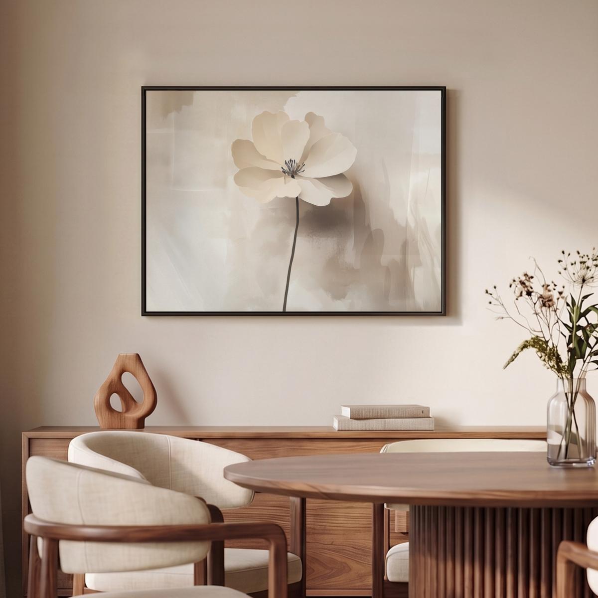 LEINWAND Bilder mit Rahmen - Blume - Beige - Farbe - Schatten - 80x60 - Creme, Textil (80/60cm) - MuchoWow