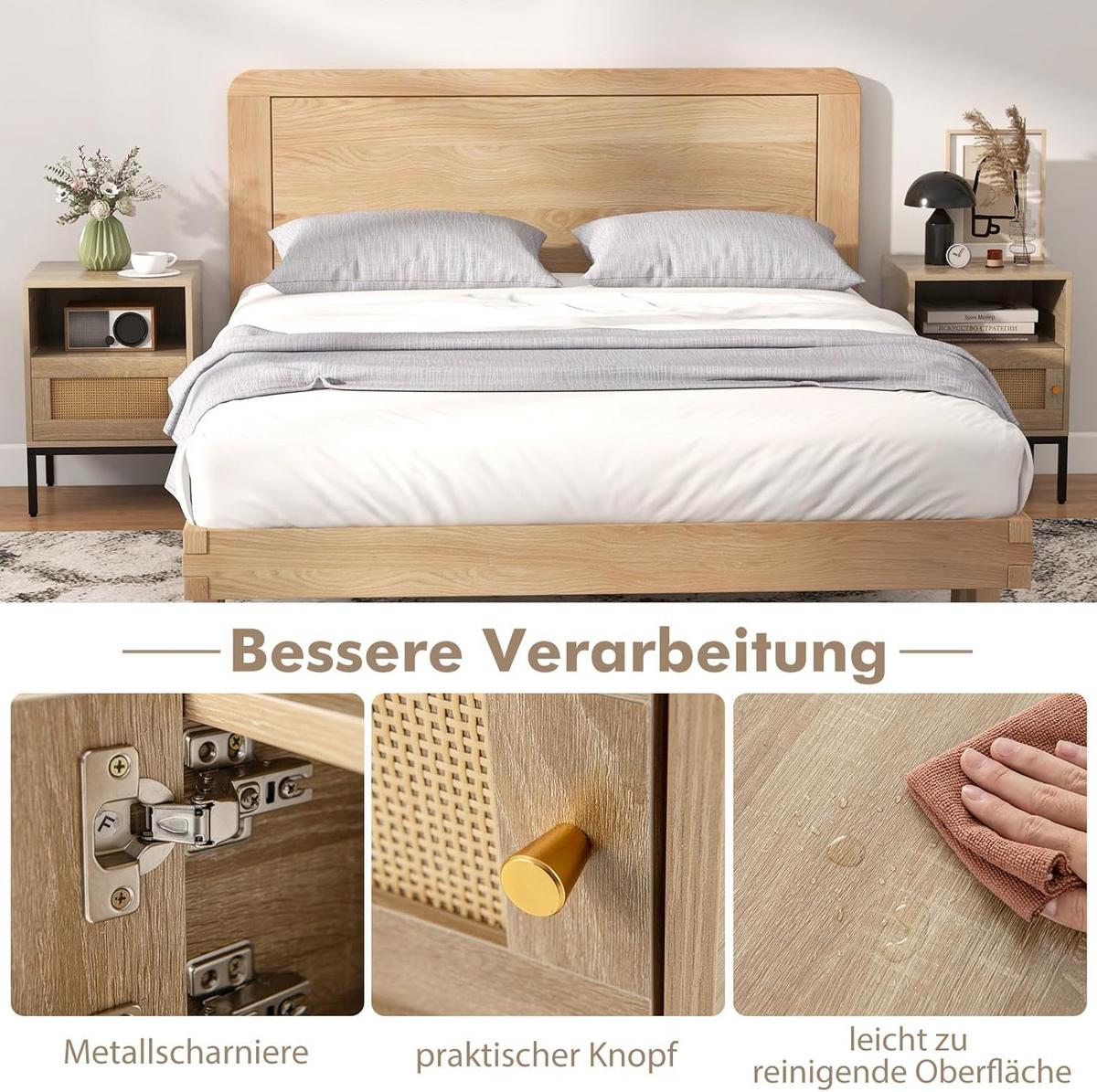 NACHTTISCH Braun - Braun, Holz - COSTWAY
