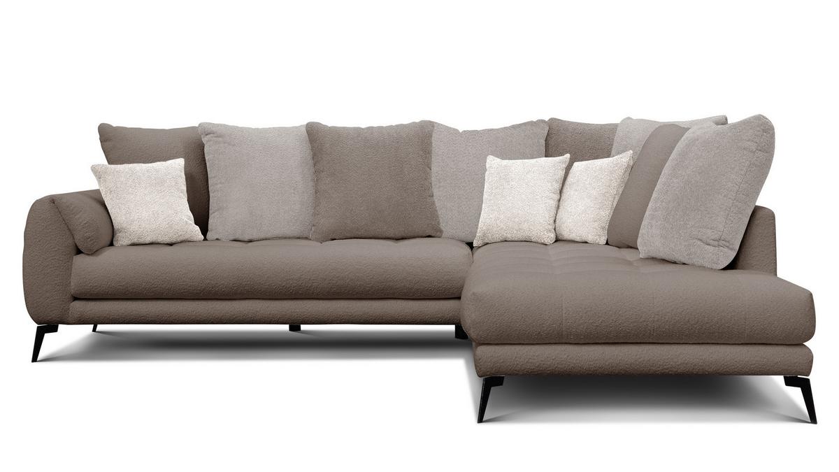 ECKSOFA CALME 5-Sitzer, beige und écru - Beige/Schwarz, Holz/Textil (294/229cm) - Wozimo