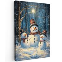 LEINWANDBILD Schneemann - Schnee - Winter - Wald Deko Groß 90x140 cm - Hellblau, Textil (90/140cm) - MuchoWow